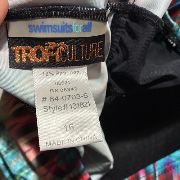 Swimsuits For All Tropiculture Women’s Multicolor V-Neck Flowy Tankini Top 16 - Picture 14 of 16